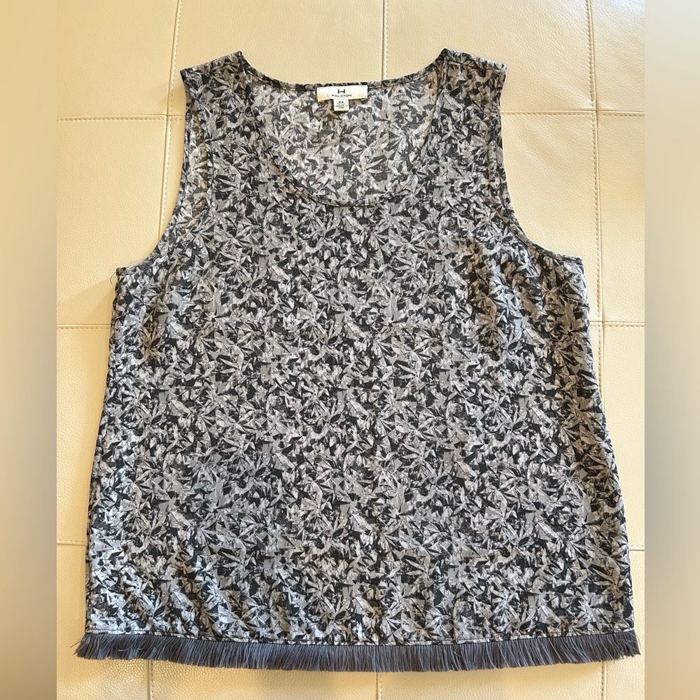 Halston Heritage Black Gray Boxy Sleeveless Tank